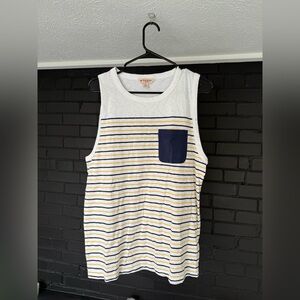 Brooks Brothers men’s tank top, blue/yellow stripe, medium